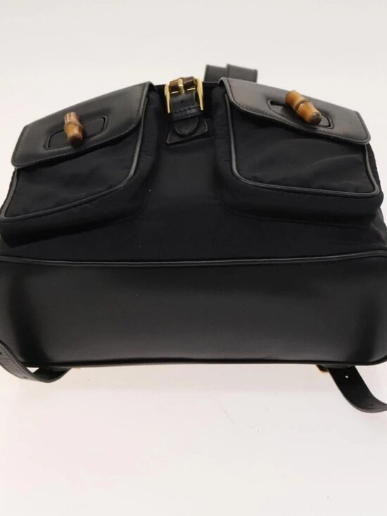 GUCCI Bamboo Backpack Leather Black Auth th5812 main image 4